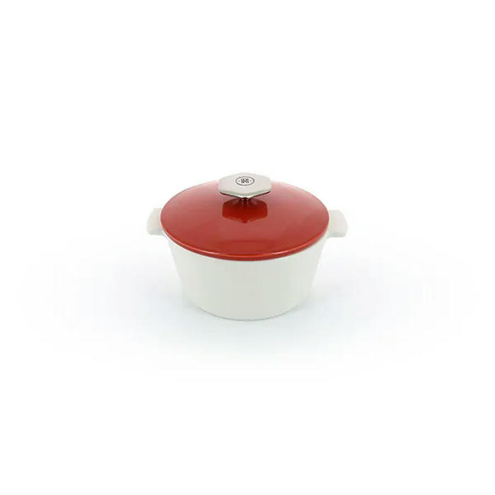 Кастрюля для сервировки с крышкой «Революшн» керамика 1,2л D=19,H=12,5см белый,красный