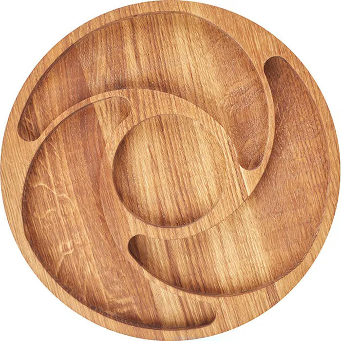 Менажница круглая 4 секции «Инь-Янь» дуб D=300,H=25мм деревян