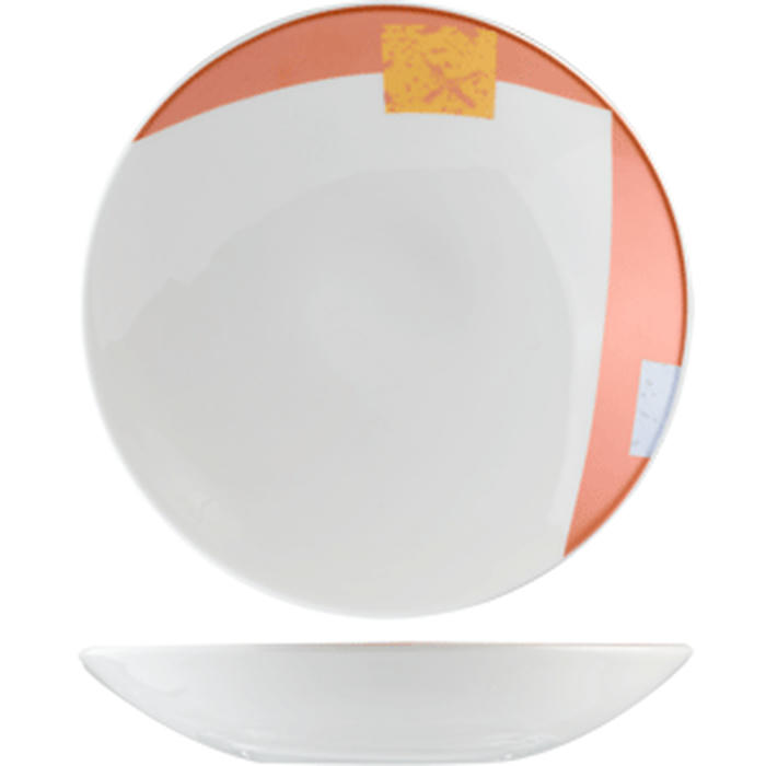 Салатник «Зен» фарфор 0,9л D=250,H=45мм белый,оранжев