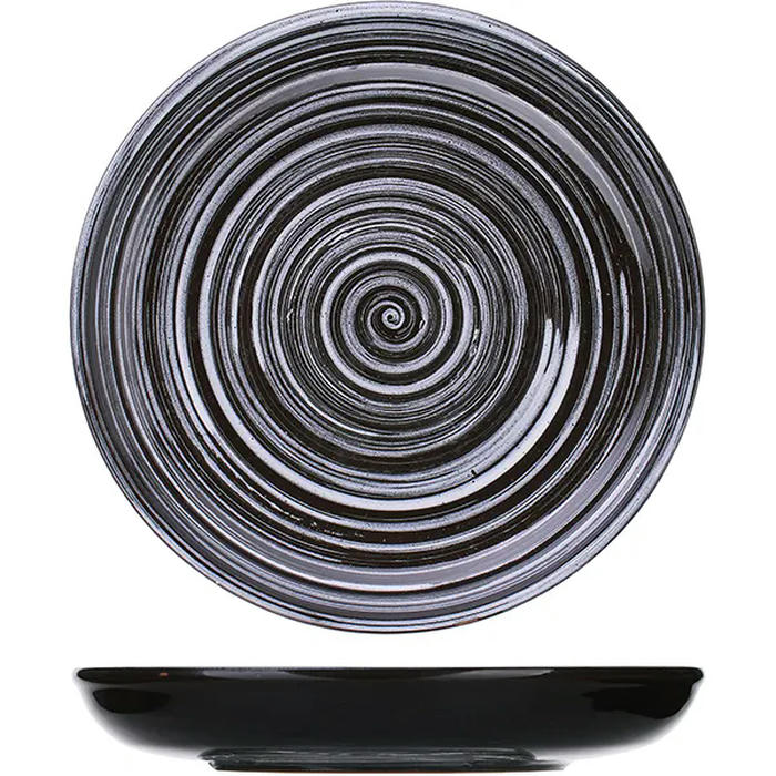Миска для вторых блюд «Маренго» керамика D=18,H=3см черный,белый