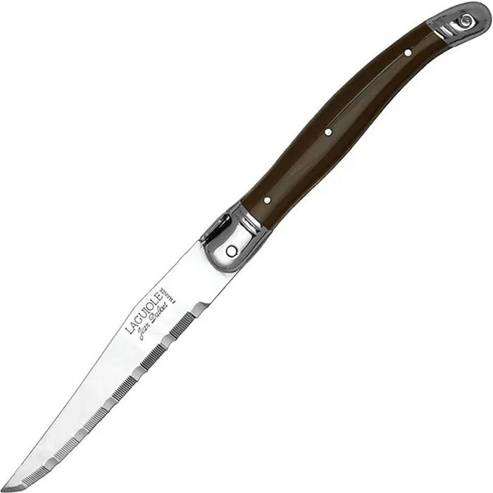 Нож для стейка сталь нерж.,пластик ,L=110/225,B=15мм коричнев