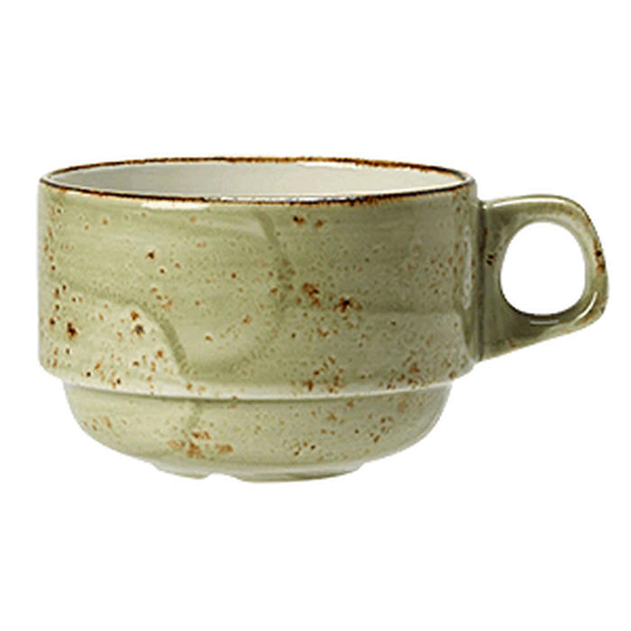 Чашка чайная «Крафт Грин» фарфор 285мл D=90,H=65мм зелен.,коричный