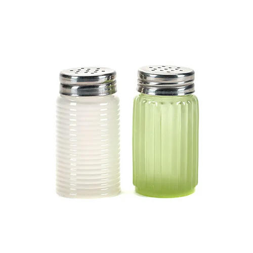 Набор соль/перец; стекло; D=4,H=7см; зелен.,белый