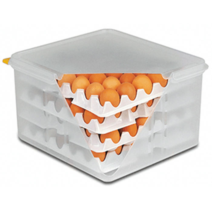 Контейнер для яиц на 120 штук с крышкой + 8 лотков полипроп. ,H=20,L=35,4,B=32,5см прозр