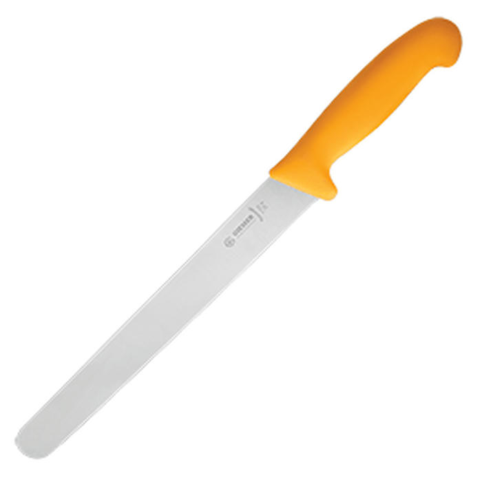 Нож для тонкой нарезки сталь нерж.,пластик ,L=38/24,B=3см желт.,металлич