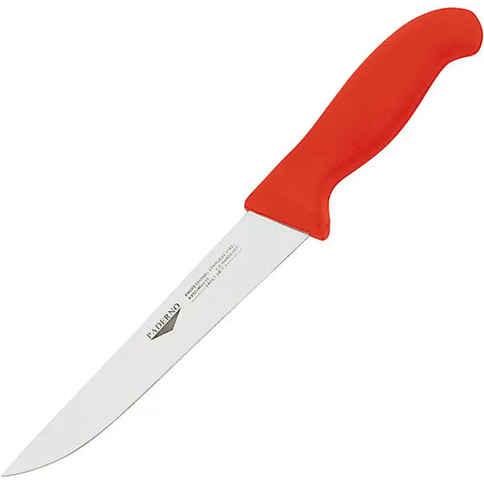 Нож для обвалки мяса сталь нерж.,полипроп. ,L=29/16,B=3см красный,металлич