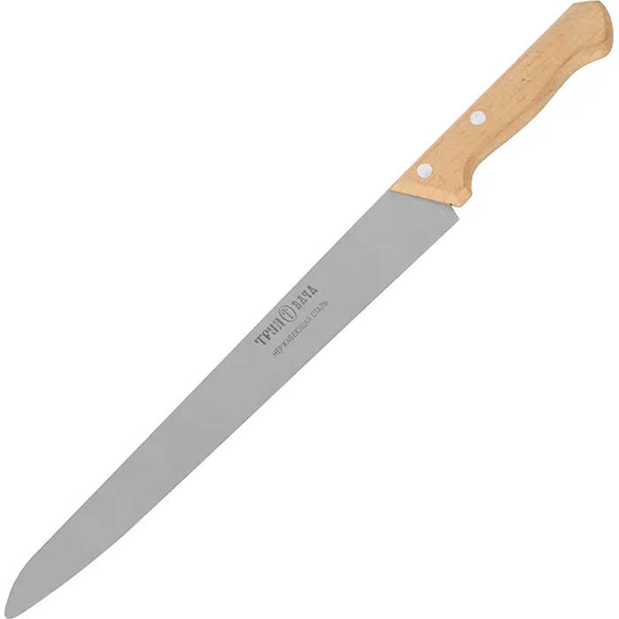 Нож для нарезки мяса сталь нерж.,дерево ,L=390/270,B=35мм бежев.,металлич