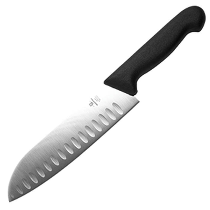 Нож кухонный «Сантоку» сталь,пластик ,L=180,B=65мм черный,металлич