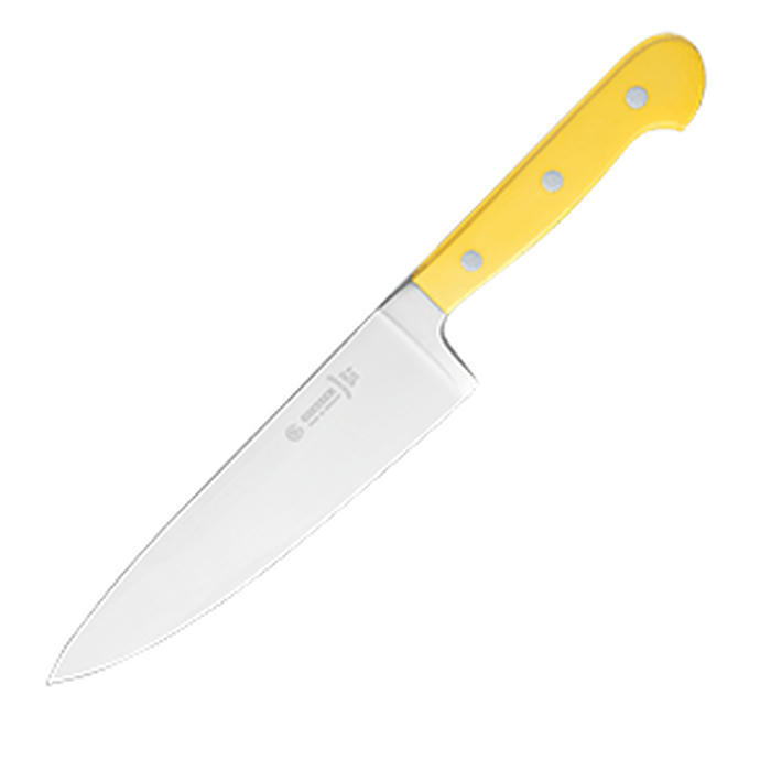 Нож поварской сталь нерж.,пластик ,L=335/190,B=43мм желт.,металлич