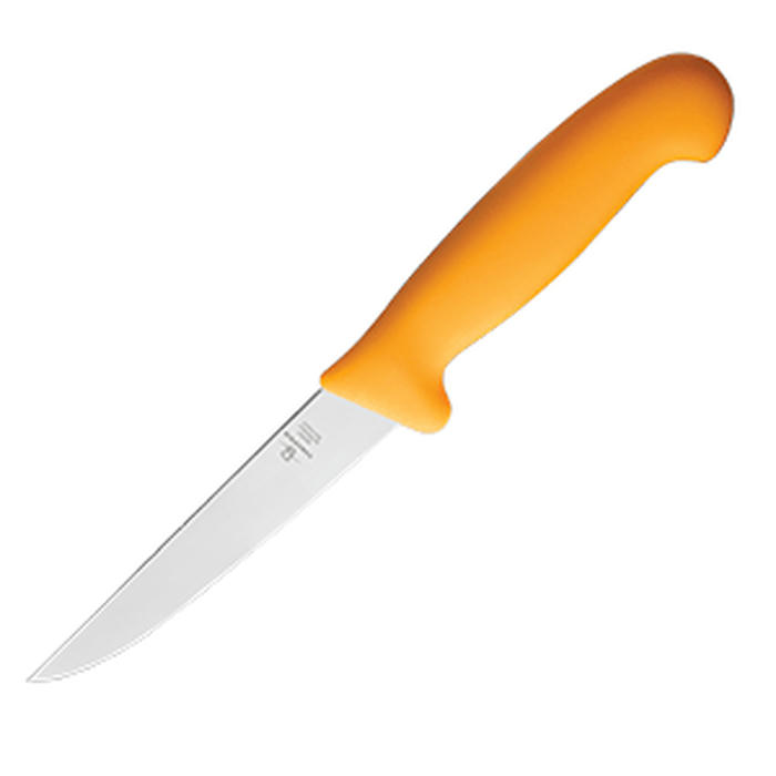 Нож для обвалки мяса сталь нерж.,пластик ,L=280/150,B=24мм желт.,металлич