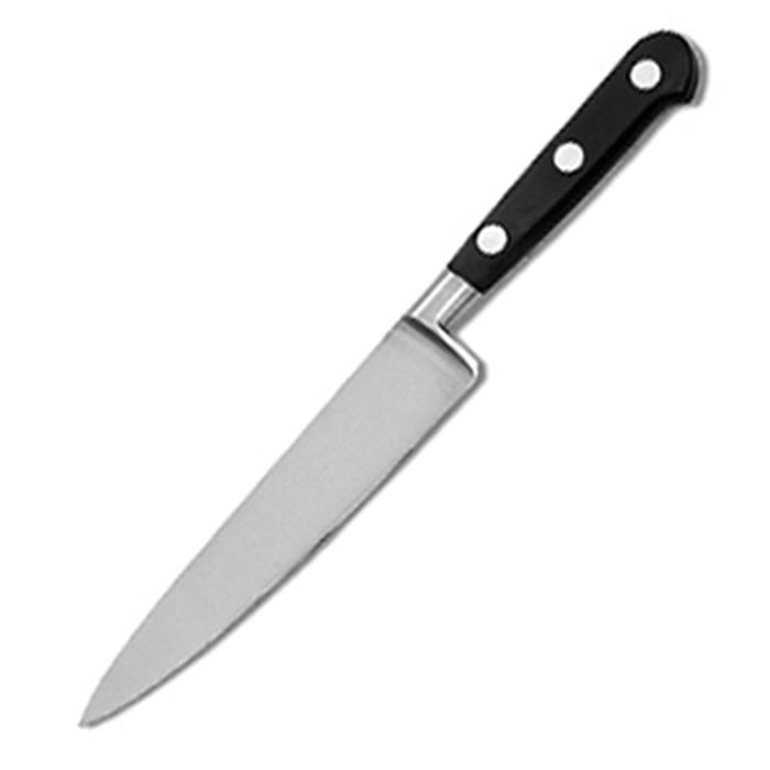 Нож поварской сталь,пластик ,L=15,B=2см черный,металлич