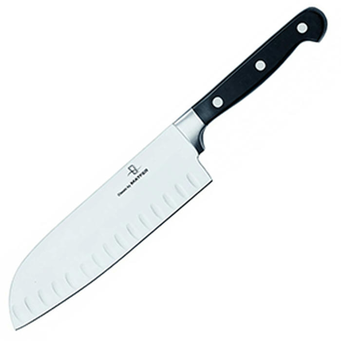 Нож кухонный «Сантоку» сталь нерж.,пластик ,L=18см черный,металлич