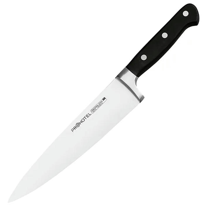 Нож поварской «Проотель» сталь нерж.,пластик ,L=345/210,B=45мм черный,металлич