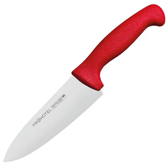 Нож поварской «Проотель» сталь нерж.,пластик ,L=290/150,B=45мм красный,металлич