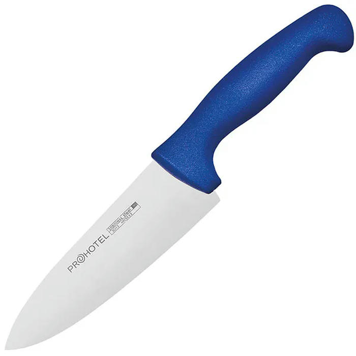 Нож поварской «Проотель» сталь нерж.,пластик ,L=290/150,B=45мм синий,металлич