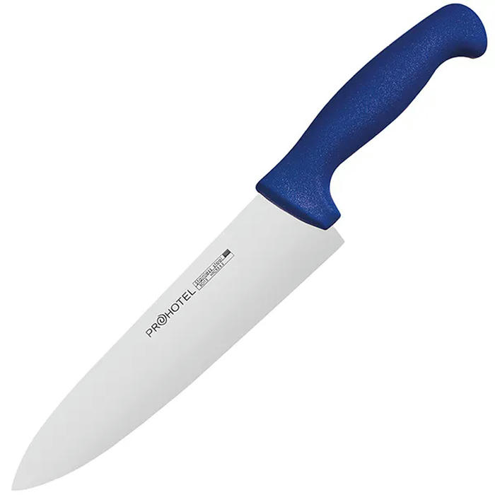 Нож поварской «Проотель» сталь нерж.,пластик ,L=340/200,B=45мм синий,металлич