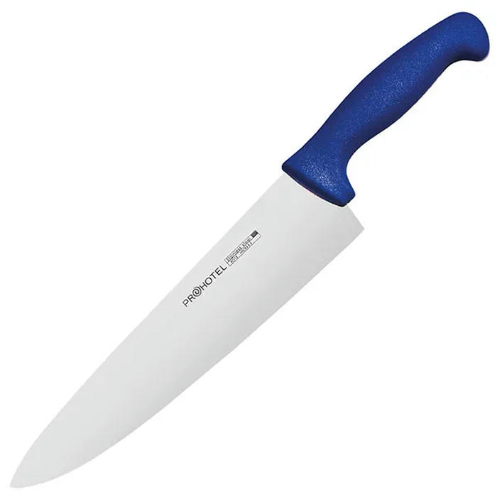 Нож поварской «Проотель» сталь нерж.,пластик ,L=380/240,B=55мм синий,металлич
