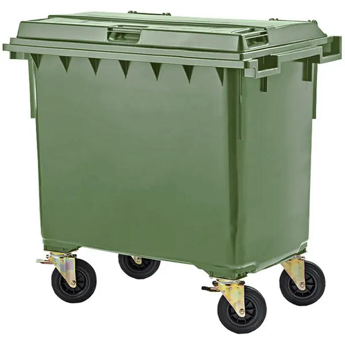 Контейнер д/мусора на колесах 660л зелен