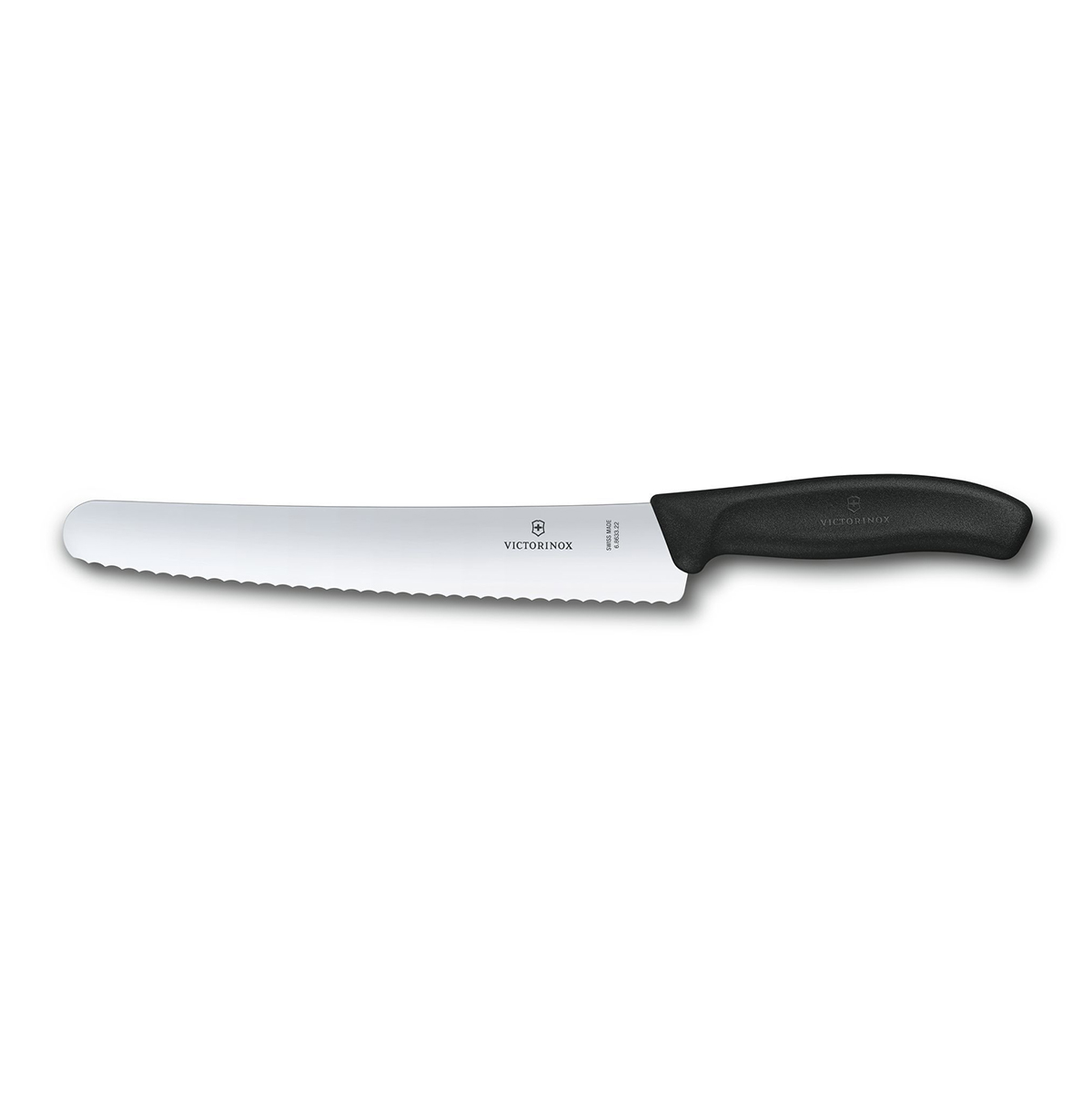 Нож  для хлеба 22 см волнистое лезвие Victorinox чёрный, в блистере