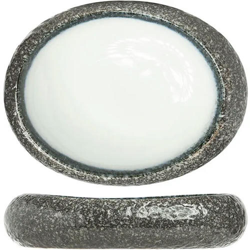 Салатник овальный керамика ,H=55,L=240,B=210мм белый,серый