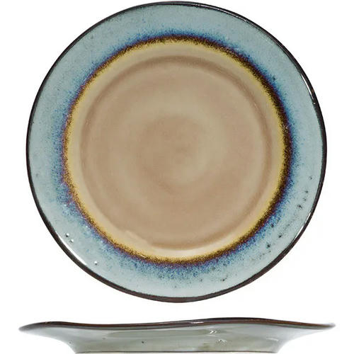 Тарелка десертная керамика D=21см коричнев.,голуб
