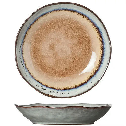 Тарелка маленькая керамика D=155,H=30мм коричнев.,голуб