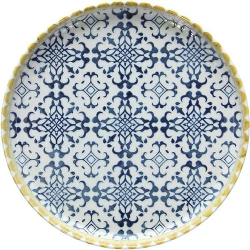 Тарелка «Селинунте» с бортом фарфор D=21см синий,белый